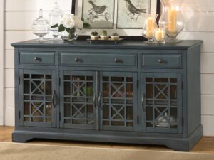 miniaturka Ciemnoniebieska komoda z dekoracyjnym wykończeniem – Avola