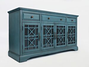 miniaturka Ciemnoniebieska komoda z dekoracyjnym wykończeniem – Avola