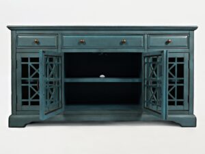 miniaturka Ciemnoniebieska komoda z dekoracyjnym wykończeniem – Avola