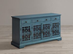 miniaturka Ciemnoniebieska komoda z dekoracyjnym wykończeniem – Avola