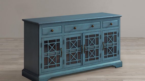 miniaturka Ciemnoniebieska komoda z dekoracyjnym wykończeniem – Avola