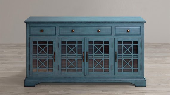 miniaturka Ciemnoniebieska komoda z dekoracyjnym wykończeniem – Avola