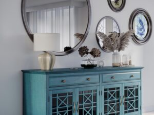 miniaturka Ciemnoniebieska komoda vintage z delikatnym przetarciem – Avola