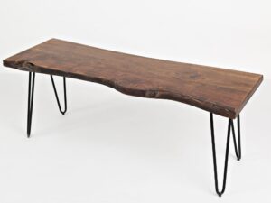 miniaturka Ławka loftowa z orzechowym wykończeniem i metalem – Avola