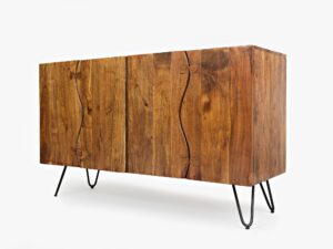 miniaturka Komoda loftowa orzechowa z metalową podstawą – Avola