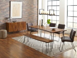 miniaturka Ławka loftowa z orzechowym wykończeniem i metalem – Avola