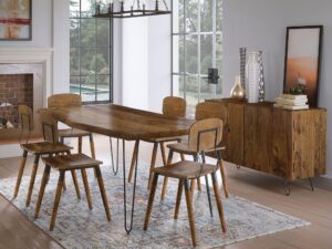 miniaturka Ławka loftowa z orzechowym wykończeniem i metalem – Avola