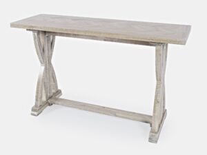 miniaturka Konsola retro z jasnego drewna z wzorem jodełki – Avola