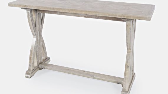 miniaturka Konsola retro z jasnego drewna z wzorem jodełki – Avola