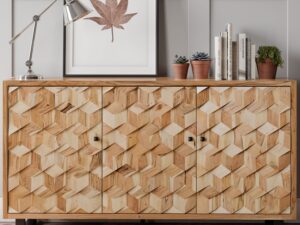 miniaturka Komoda akacjowa z intarsją w naturalnym stylu – Avola