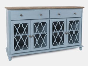 miniaturka Jasnoniebieska Komoda Przeszklone Drzwi ze Szprosami – Avola