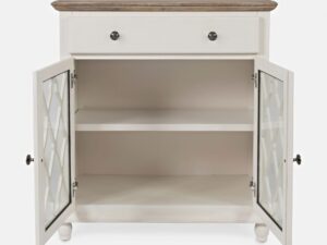 miniaturka Jasnokremowa komoda z przeszkleniami i ozdobnymi szprosami – Avola