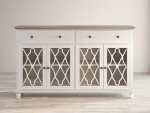 miniaturka Jasnokremowa Komoda Przeszklone Drzwi ze Szprosami – Avola