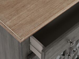 miniaturka Komoda brązowo-szara z jasnym blatem i szkłem – Avola