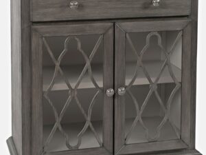 miniaturka Komoda brązowo-szara z jasnym blatem i szkłem – Avola