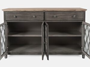 miniaturka Brązowoszara Komoda Przeszklone Drzwi Szprosy – Avola