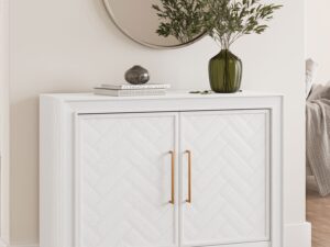 miniaturka Elegancka Komoda Biała Intarsje Złote Uchwyty – Avola