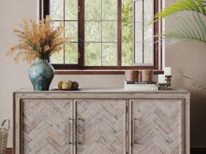 miniaturka Komoda Naturalna Intarsjowane Drzwi Frezowane Detale – Avola