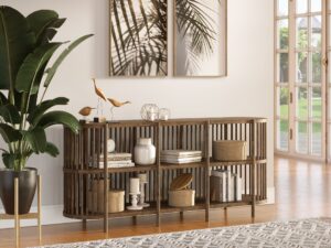 miniaturka Jasnobrązowa Komoda Boho Pionowe Szczebelki – Avola