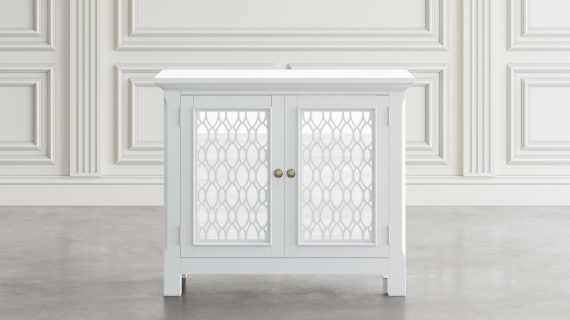 miniaturka Komoda Biała Lustrzane Drzwi Dekoracyjne Szprosy – Avola