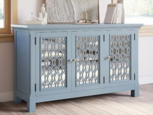miniaturka Szaroniebieska Komoda Lustrzane Drzwi Ozdobne Szprosy – Avola