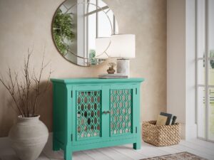 miniaturka Turkusowo-Zielona Komoda Lustrzane Drzwi Szprosy – Avola