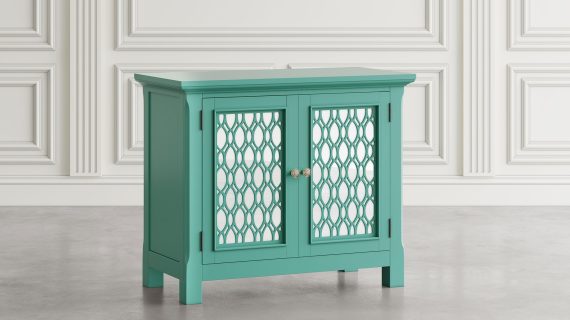 miniaturka Turkusowo-Zielona Komoda Lustrzane Drzwi Szprosy – Avola