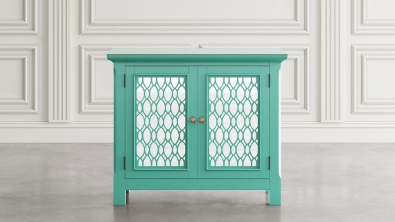 miniaturka Turkusowo-Zielona Komoda Lustrzane Drzwi Szprosy – Avola