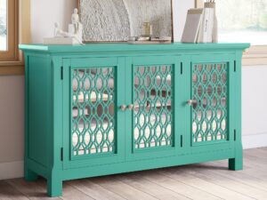 miniaturka Zielono-Turkusowa Komoda Drzwi Lustrzane Szprosy – Avola