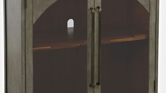 miniaturka Szaro-Oliwkowa Komoda Przeszklone Drzwi Ozdobne Łuki – Avola