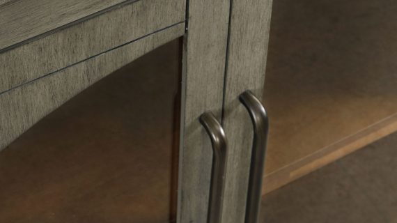 miniaturka Komoda Szaro-Oliwkowa Cztery Przeszklone Drzwi Ozdobne Łuki – Avola