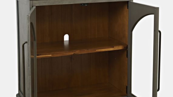 miniaturka Szaro-Oliwkowa Komoda Przeszklone Drzwi Ozdobne Łuki – Avola