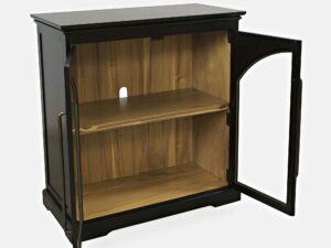 miniaturka Czarna Komoda Dwoje Drzwi Przeszklonych Ozdobne Łuki – Avola