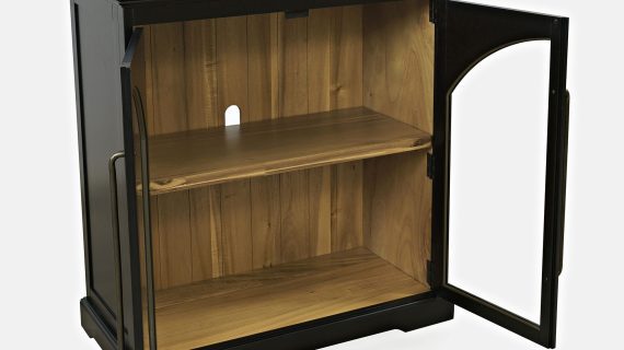 miniaturka Czarna Komoda Dwoje Drzwi Przeszklonych Ozdobne Łuki – Avola