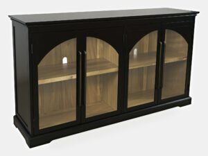 miniaturka Komoda Czarna Cztery Przeszklone Drzwi Łukowe Zdobienia – Avola
