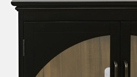 miniaturka Komoda Czarna Cztery Przeszklone Drzwi Łukowe Zdobienia – Avola