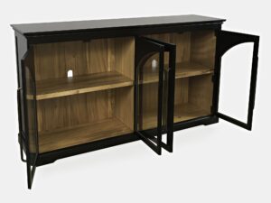 miniaturka Komoda Czarna Cztery Przeszklone Drzwi Łukowe Zdobienia – Avola