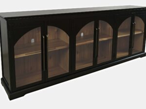 miniaturka Czarna Komoda Sześć Przeszklonych Drzwi Ozdobne Łuki – Avola