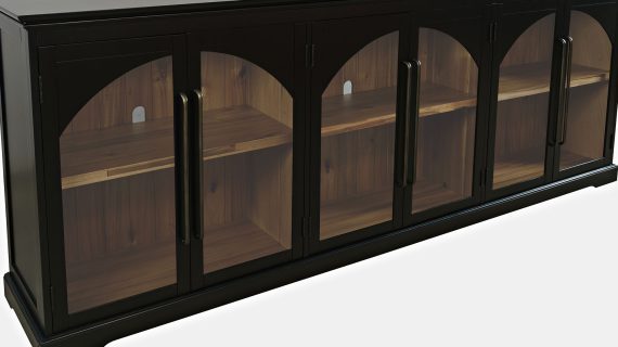 miniaturka Czarna Komoda Sześć Przeszklonych Drzwi Ozdobne Łuki – Avola