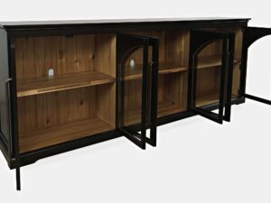 miniaturka Czarna Komoda Sześć Przeszklonych Drzwi Ozdobne Łuki – Avola