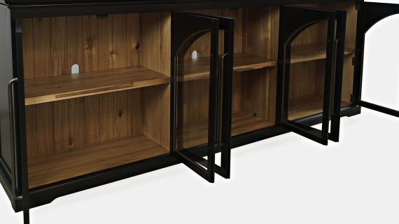 miniaturka Czarna Komoda Sześć Przeszklonych Drzwi Ozdobne Łuki – Avola