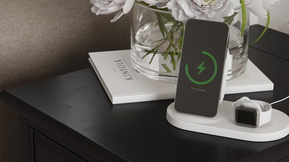 miniaturka Czarna Szafka Nocna z USB i Ozdobnymi Szprosami – Avola