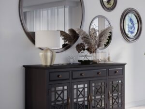 miniaturka Komoda retro czarna z czerwonymi akcentami – Avola