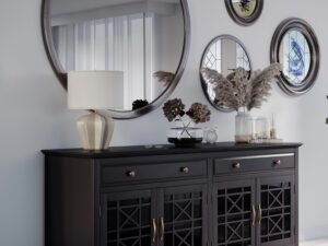 miniaturka Czarna Komoda z Czerwonymi Przetarciami Charakterystycznymi – Avola