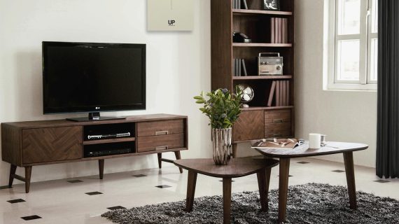 miniaturka Retro regał z intarsją i dekoracyjnymi frontami 3D – Willowbrook