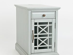 miniaturka Szaromiętowa Szafka Nocna Przeszklone Drzwi USB – Avola