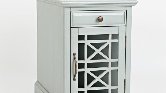 miniaturka Szaromiętowa Szafka Nocna Przeszklone Drzwi USB – Avola