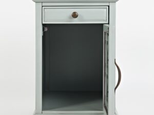 miniaturka Szaromiętowa Szafka Nocna Przeszklone Drzwi USB – Avola