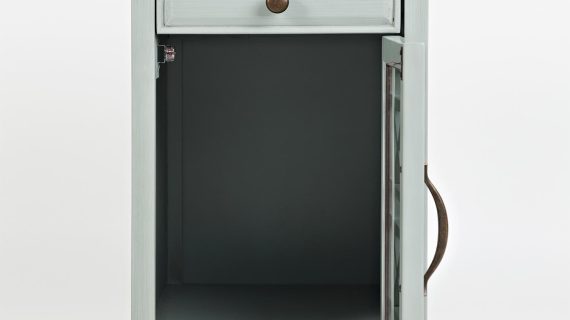 miniaturka Szaromiętowa Szafka Nocna Przeszklone Drzwi USB – Avola