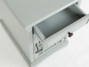 miniaturka Szaromiętowa Szafka Nocna Przeszklone Drzwi USB – Avola